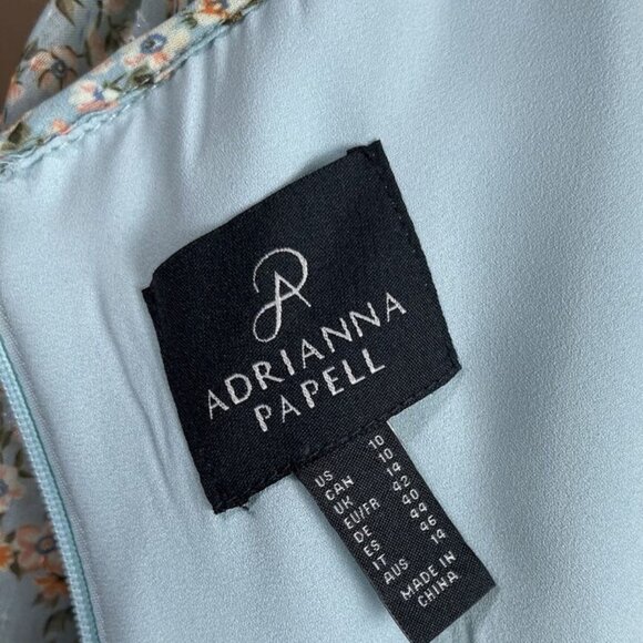 NWT Adrianna Papell Maxi Dress Women 4 Blue Chiffon Floral Metallic NEW - Picture 7 of 9